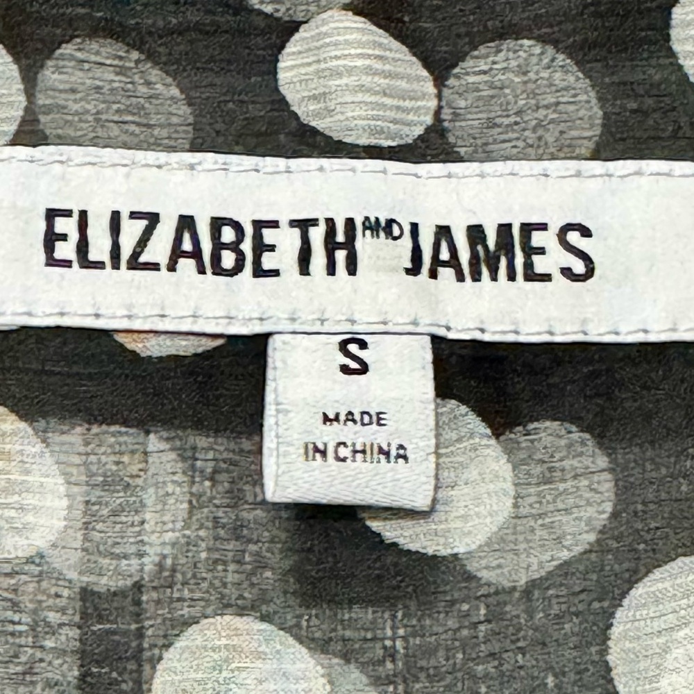 Elizabeth and James 100% Silk Black and White Polka Dot Button Front Blouse Top - Picture 11 of 15